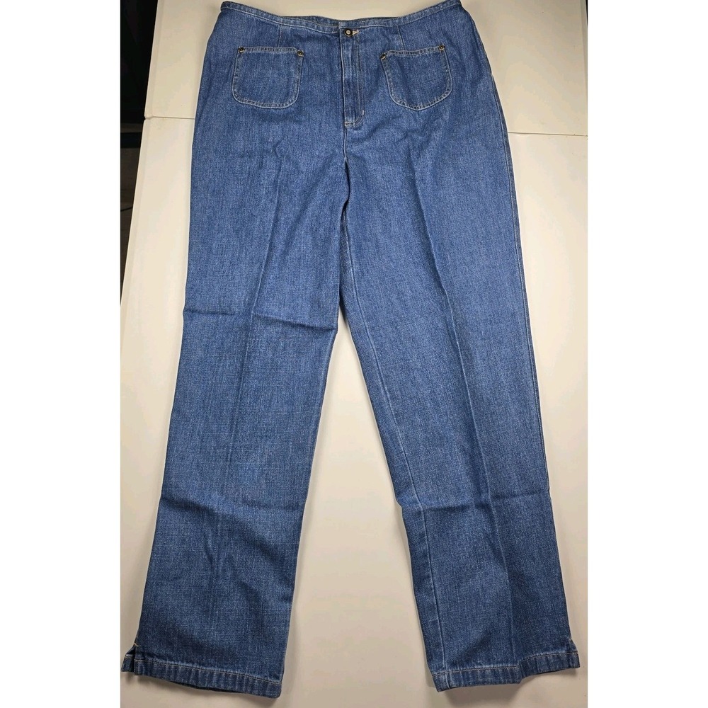 Y2K First Issue SPORT Jeans Sz 14 Blue Straight Leg All Cotton Small Pocket